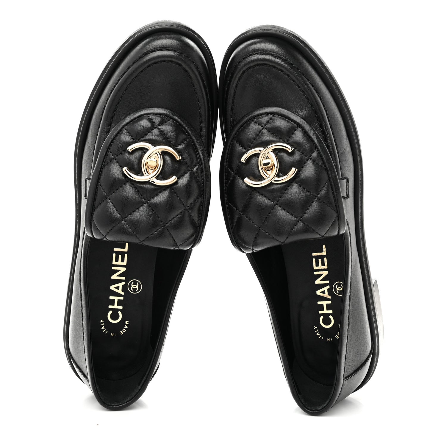 Lambskin Quilted CC Turnlock Loafers 36 Black