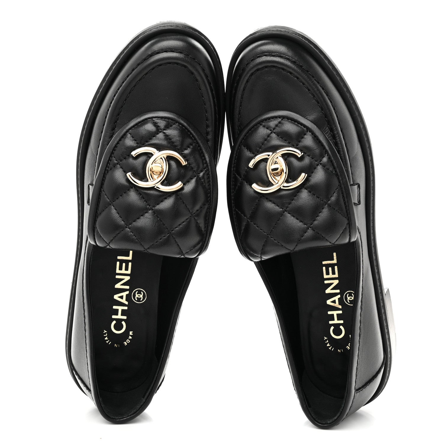 Chanel Lambskin Quilted CC Turnlock Loafers 36 Black 2 of 10