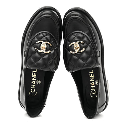 Chanel Lambskin Quilted CC Turnlock Loafers 36 Black 2 of 10