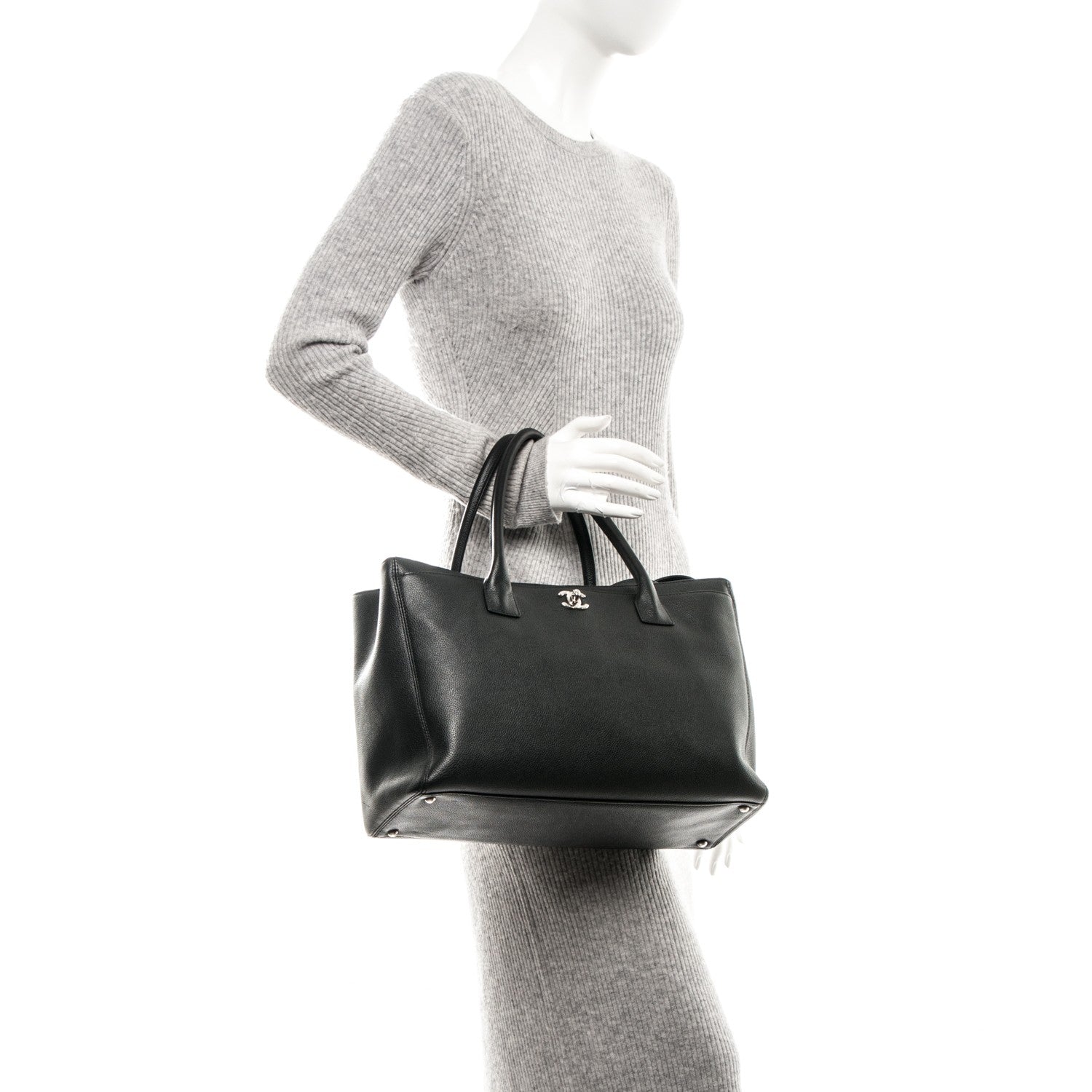 Chanel Calfskin Cerf Executive Shopper Tote Black 3 of 8