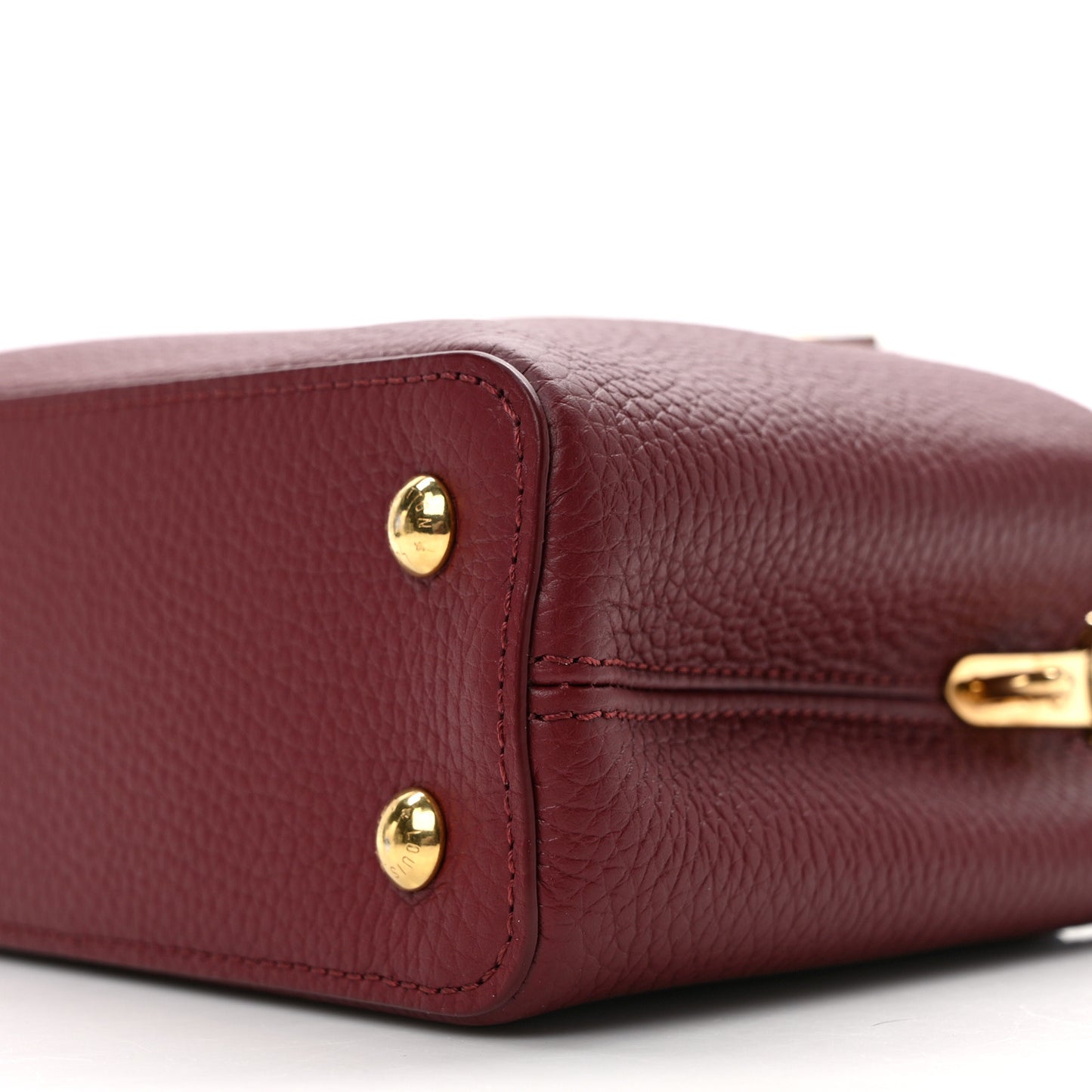 Taurillon Ostrich Mini Capucines Griotte Red Honey