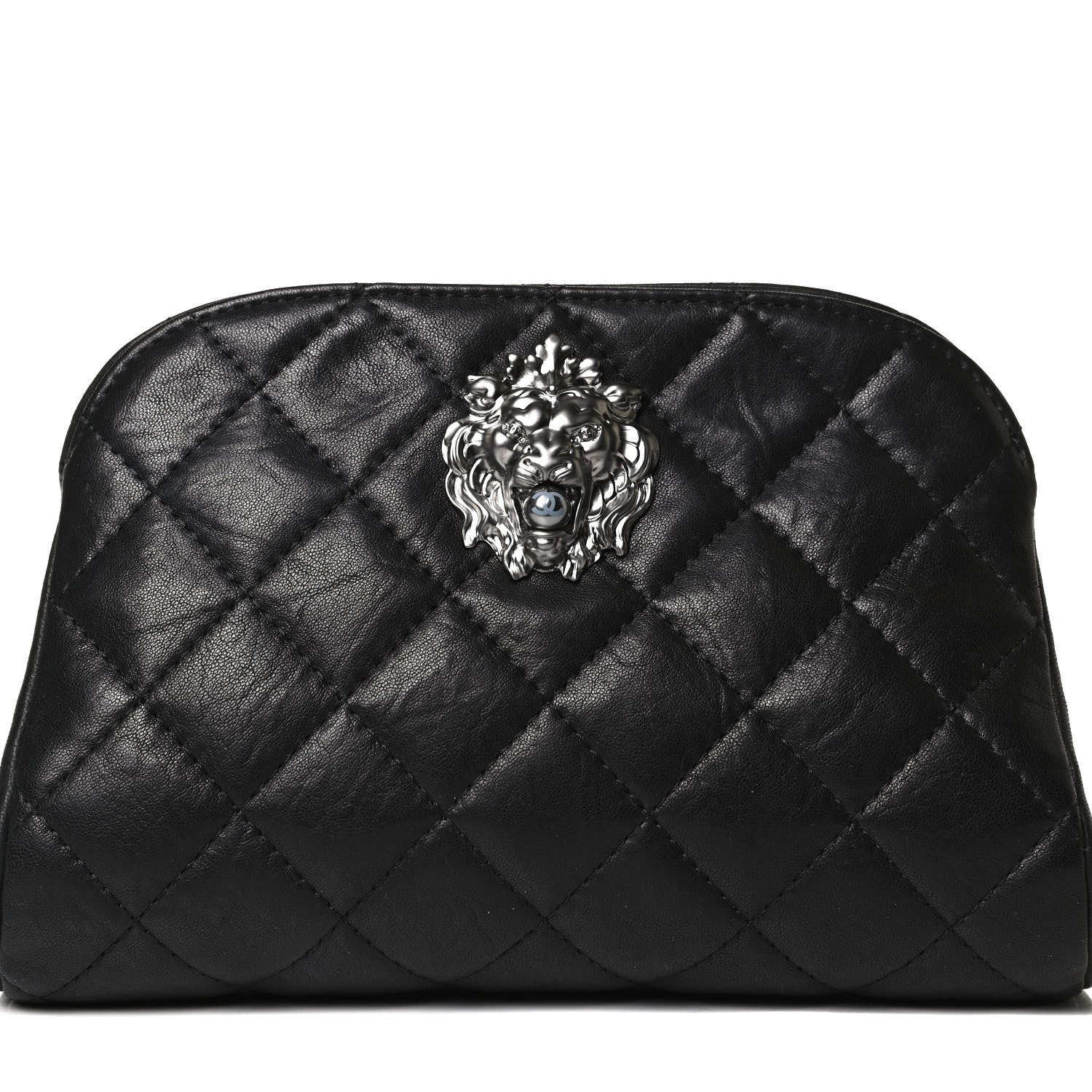 Chanel Aged Calfskin Quilted Leo Lion Clutch Black 7 of 13