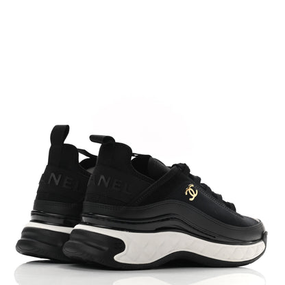 Chanel Velvet Calfskin Mixed Fibers CC Sneakers 36.5 Black 8 of 14