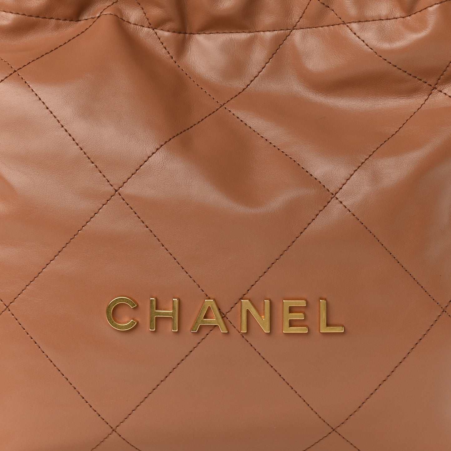 Shiny Calfskin Quilted Small Chanel 22 Camel