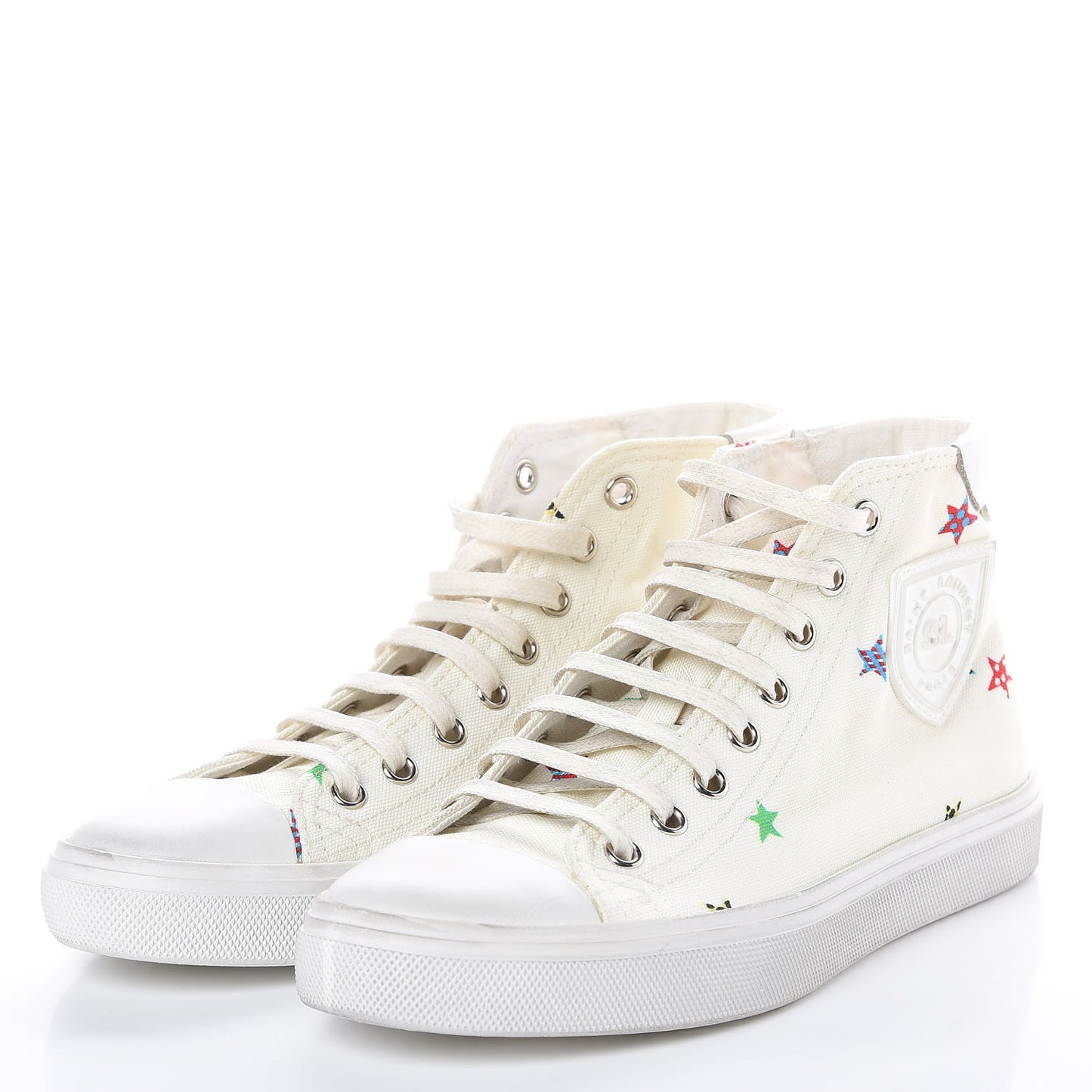 Canvas Fun-Star Print Mens Bedford Hightop Sneakers 35.5 Cream