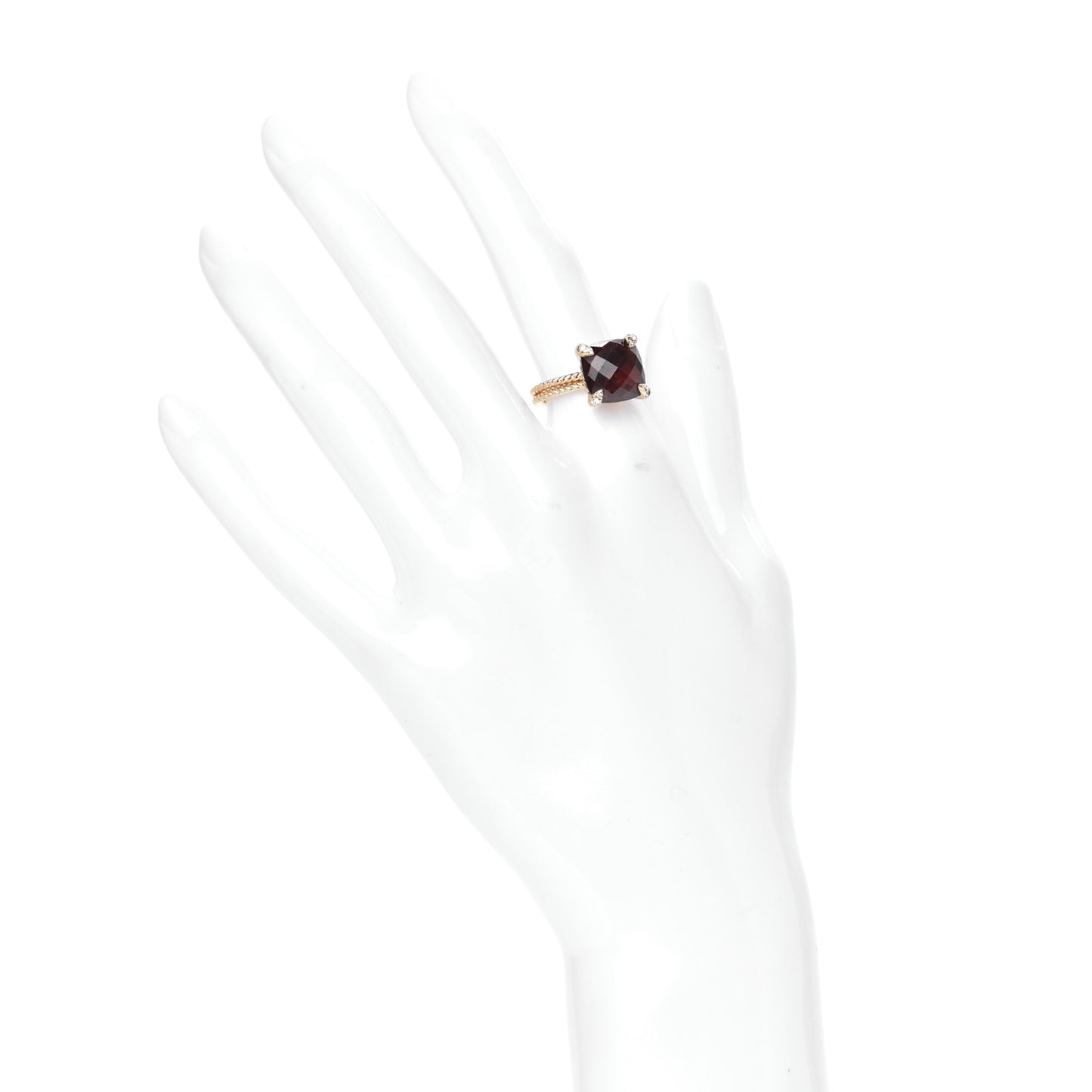 18K Yellow Gold Diamond Garnet 11mm Chatelaine Ring 52 6