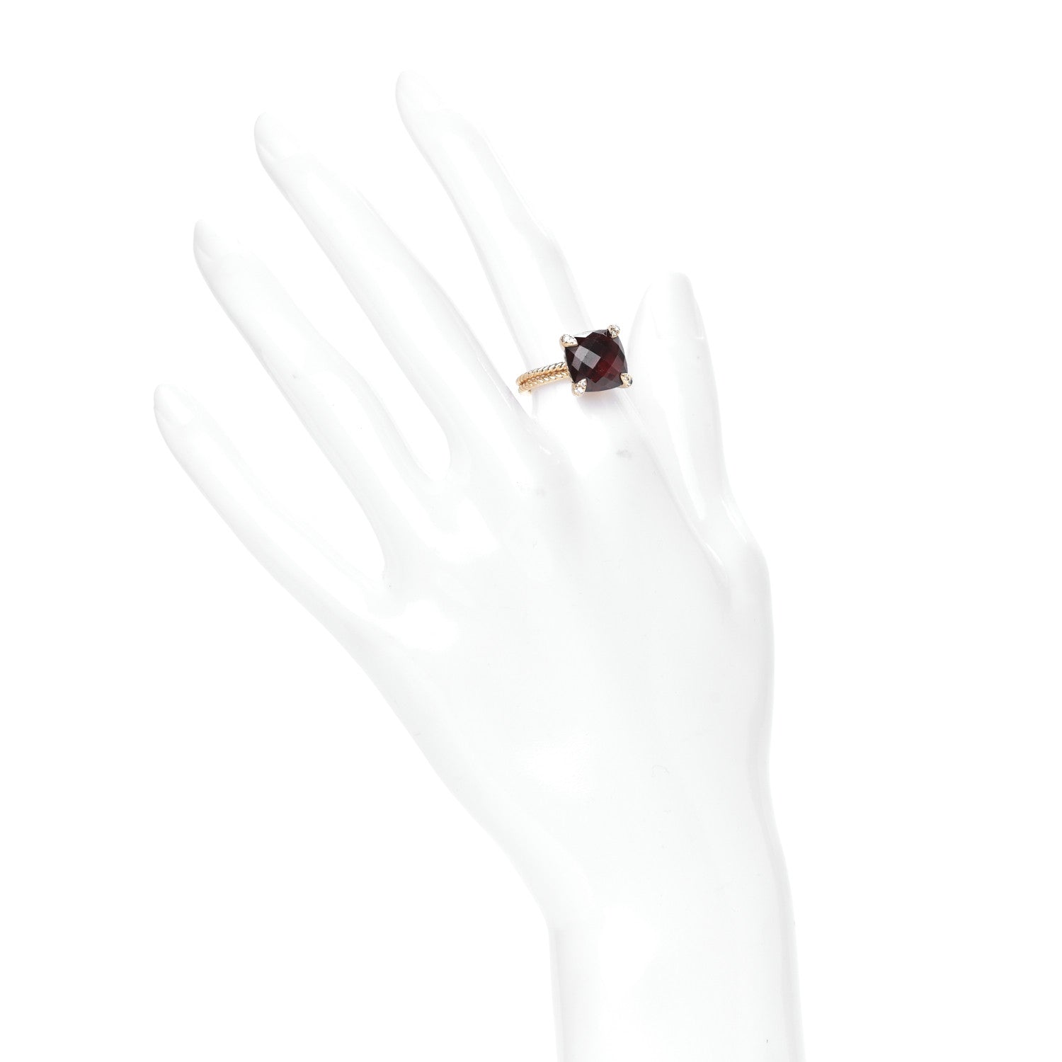 David Yurman 18K Yellow Gold Diamond Garnet 11mm Chatelaine Ring 52 6 2 of 5