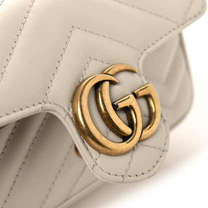 Gucci Calfskin Matelasse Super Mini GG Marmont Shoulder Bag White 11 of 13