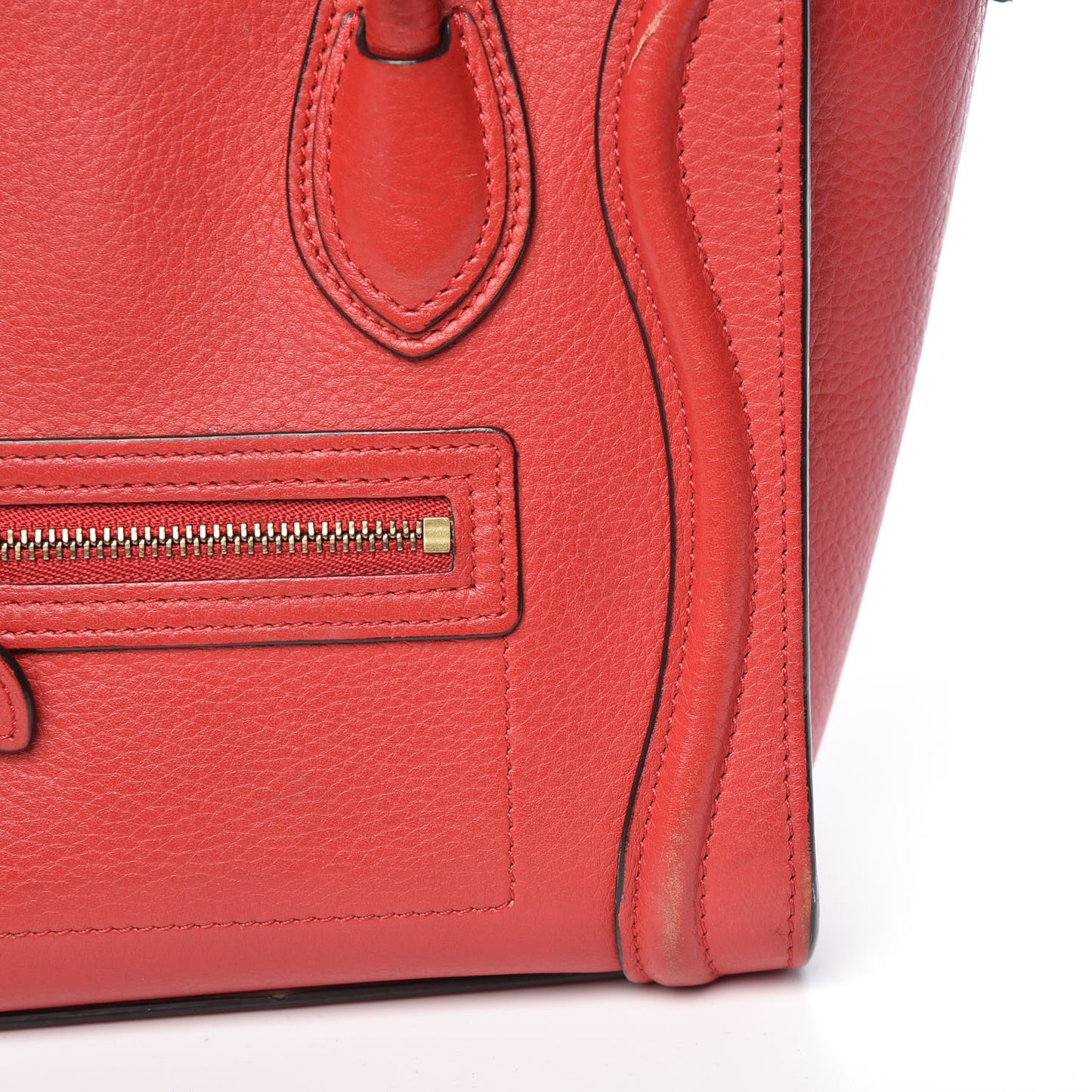 Drummed Calfskin Nano Luggage Coquelicot