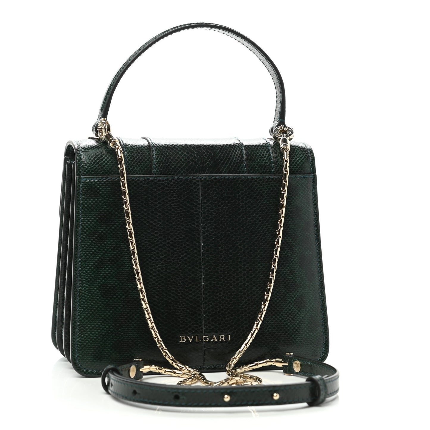 Shiny Karung Serpenti Forever Top Handle Emerald Green