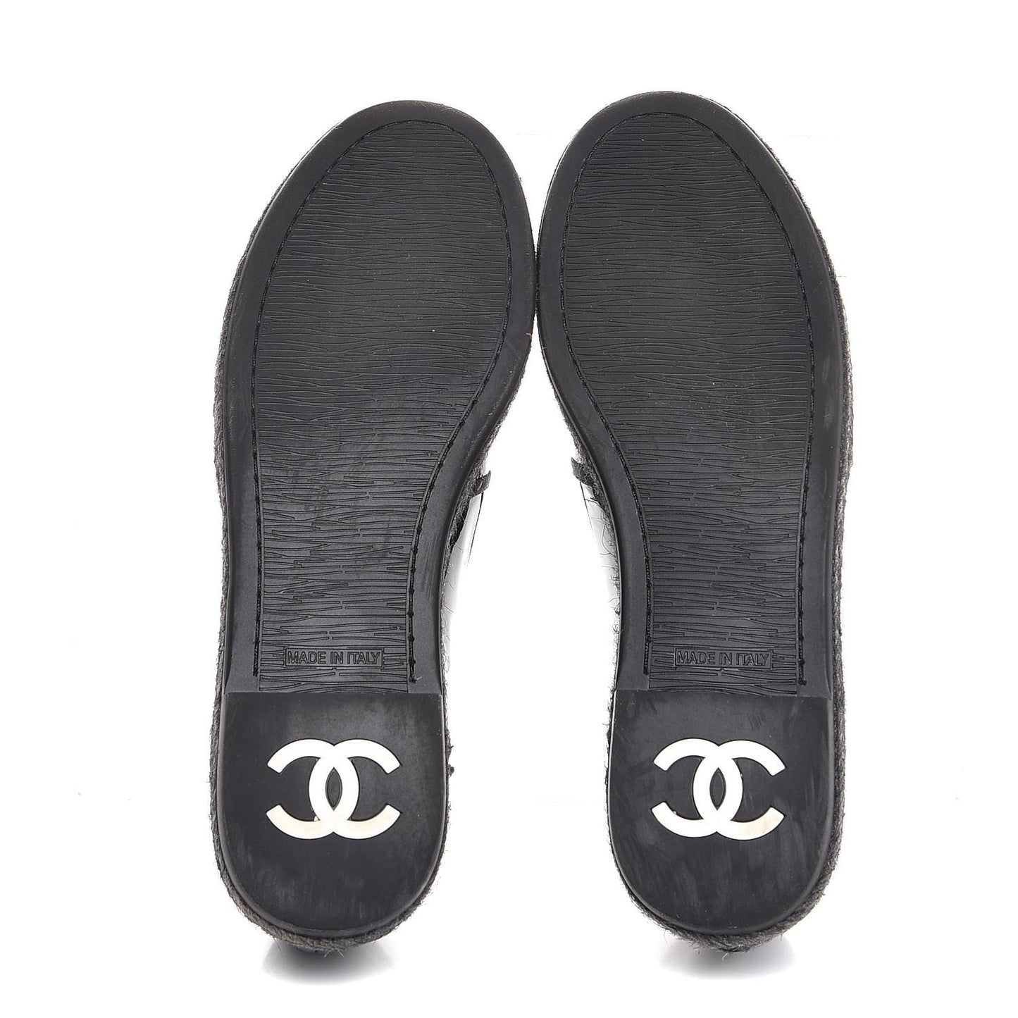Patent Calfskin CC Mocassin Loafer Espadrilles 37 Black
