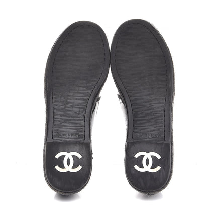 Chanel Patent Calfskin CC Mocassin Loafer Espadrilles 37 Black 7 of 10