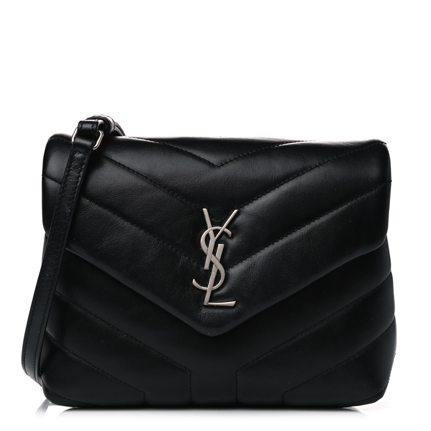 Saint Laurent Calfskin Y Quilted Monogram Toy Loulou Crossbody Bag Black 1 of 14
