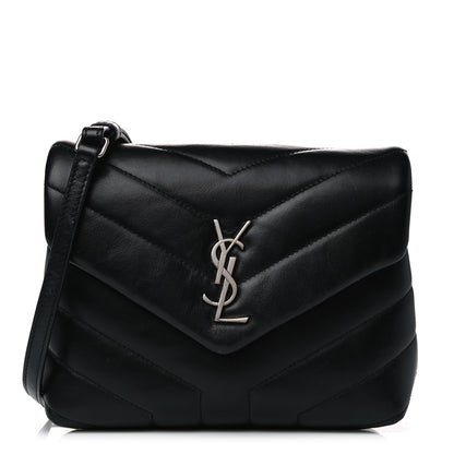 Saint Laurent Calfskin Y Quilted Monogram Toy Loulou Crossbody Bag Black 1 of 14