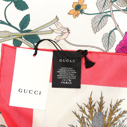 Gucci Silk Flora Gothic Square Scarf Ivory Red 2 of 3