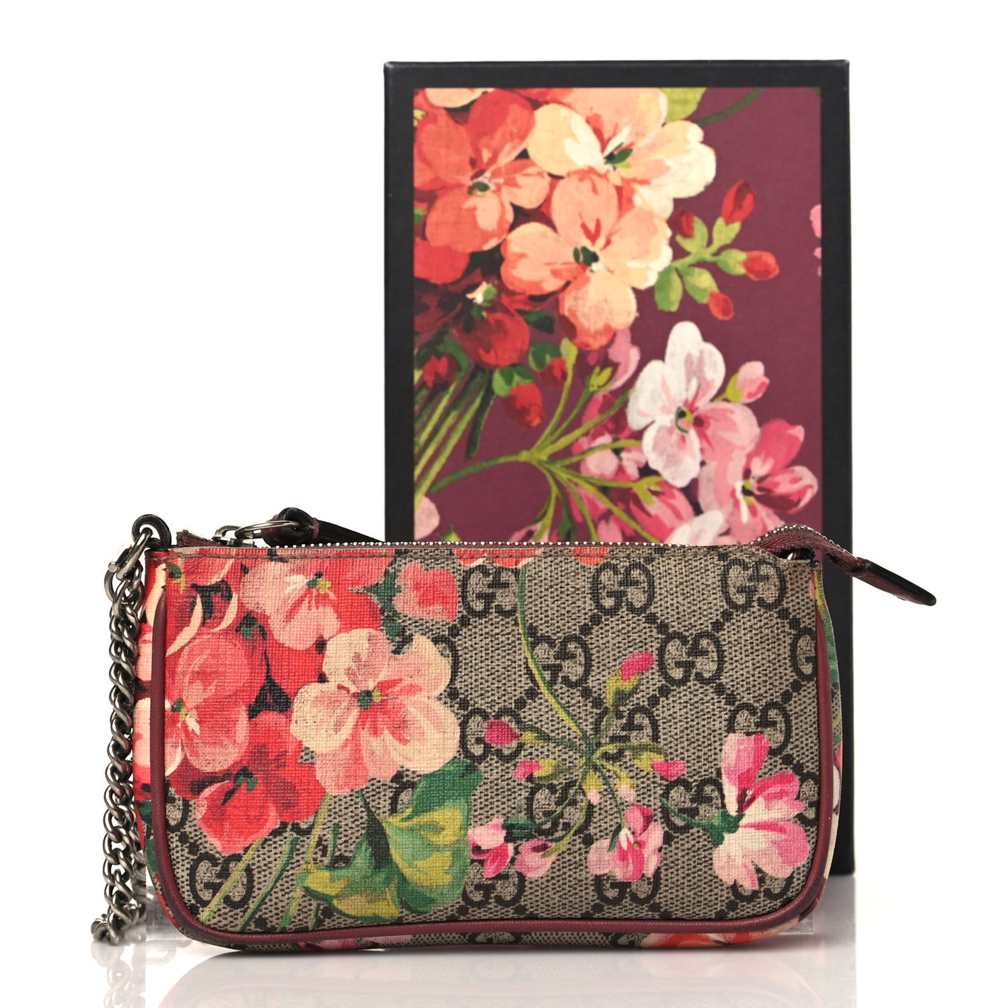 GG Supreme Monogram Blooms Mini Chain Bag Beige Multicolor Dry Rose