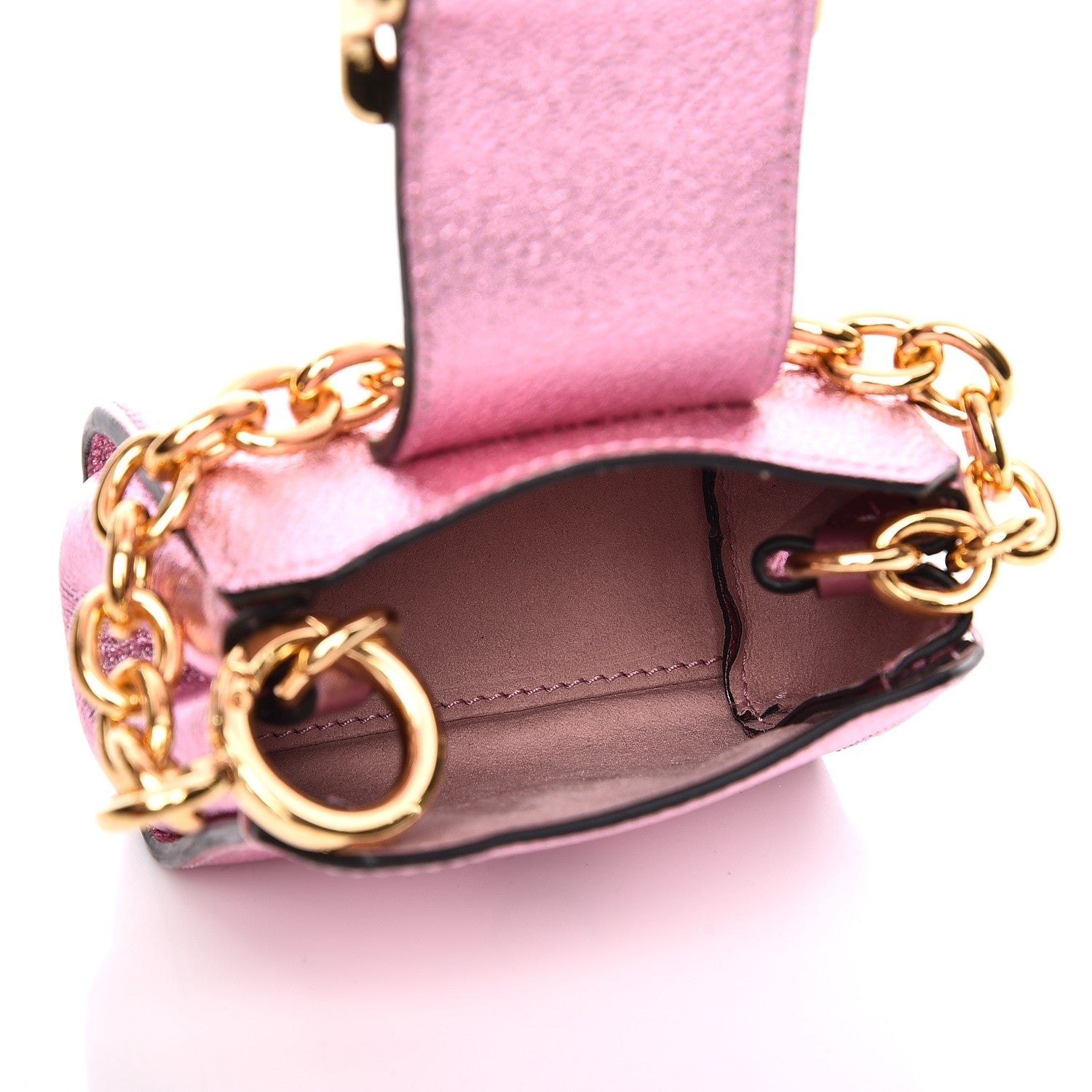 Burberry Metallic Calfskin Mini Buckle Tote Charm Pale Orchid 6 of 8