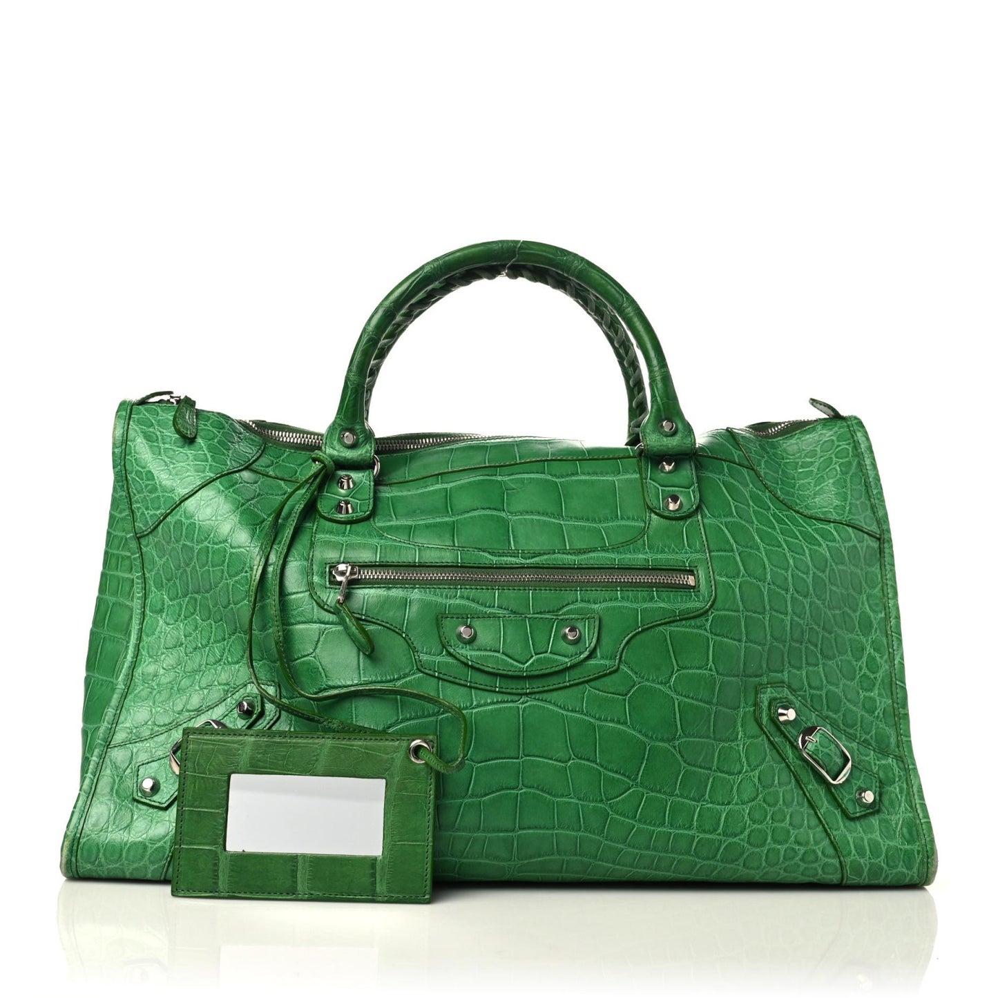 Crocodile Classic Silver Hardware Work Green