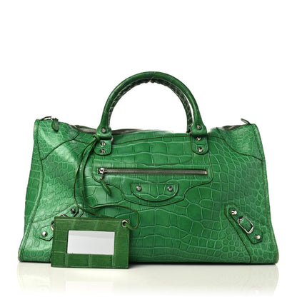 Balenciaga Crocodile Classic Silver Hardware Work Green 1 of 10