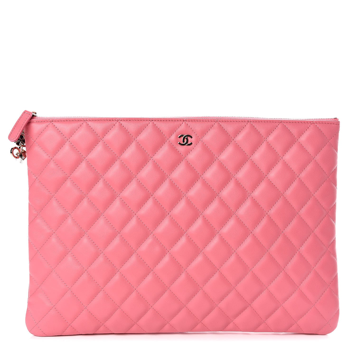 Chanel Lambskin Quilted Large Casino Beauty CC Cosmetic Case Fuchsia 1 of 9