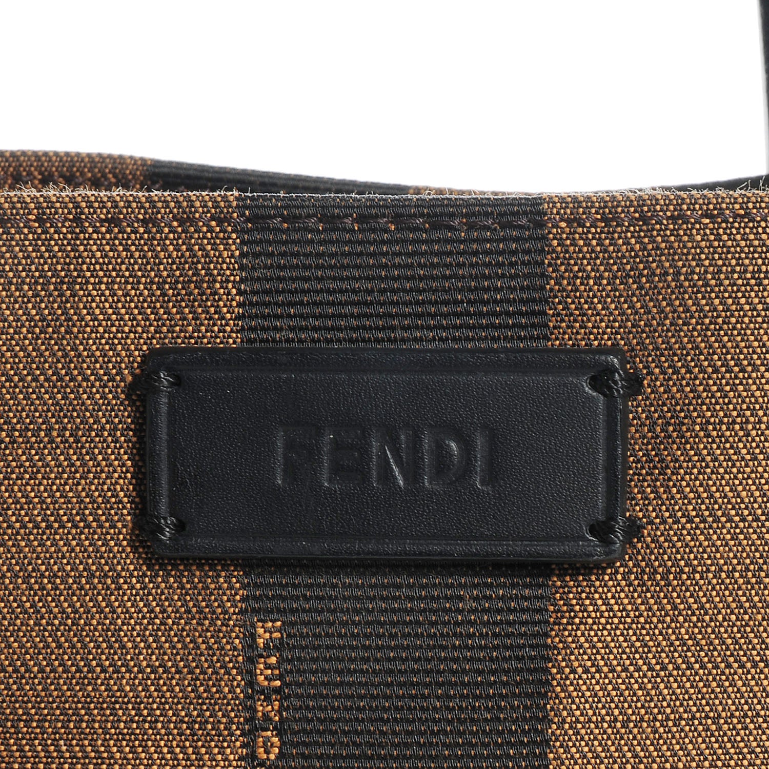 Fendi Canvas Pequin Small Shopping Tote Tobacco 8 of 12