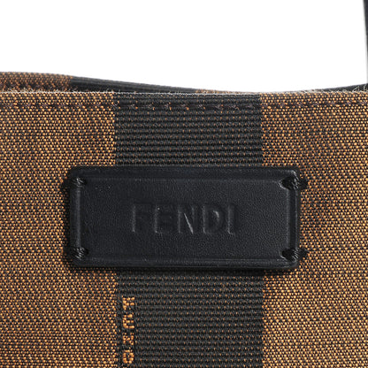 Fendi Canvas Pequin Small Shopping Tote Tobacco 8 of 12