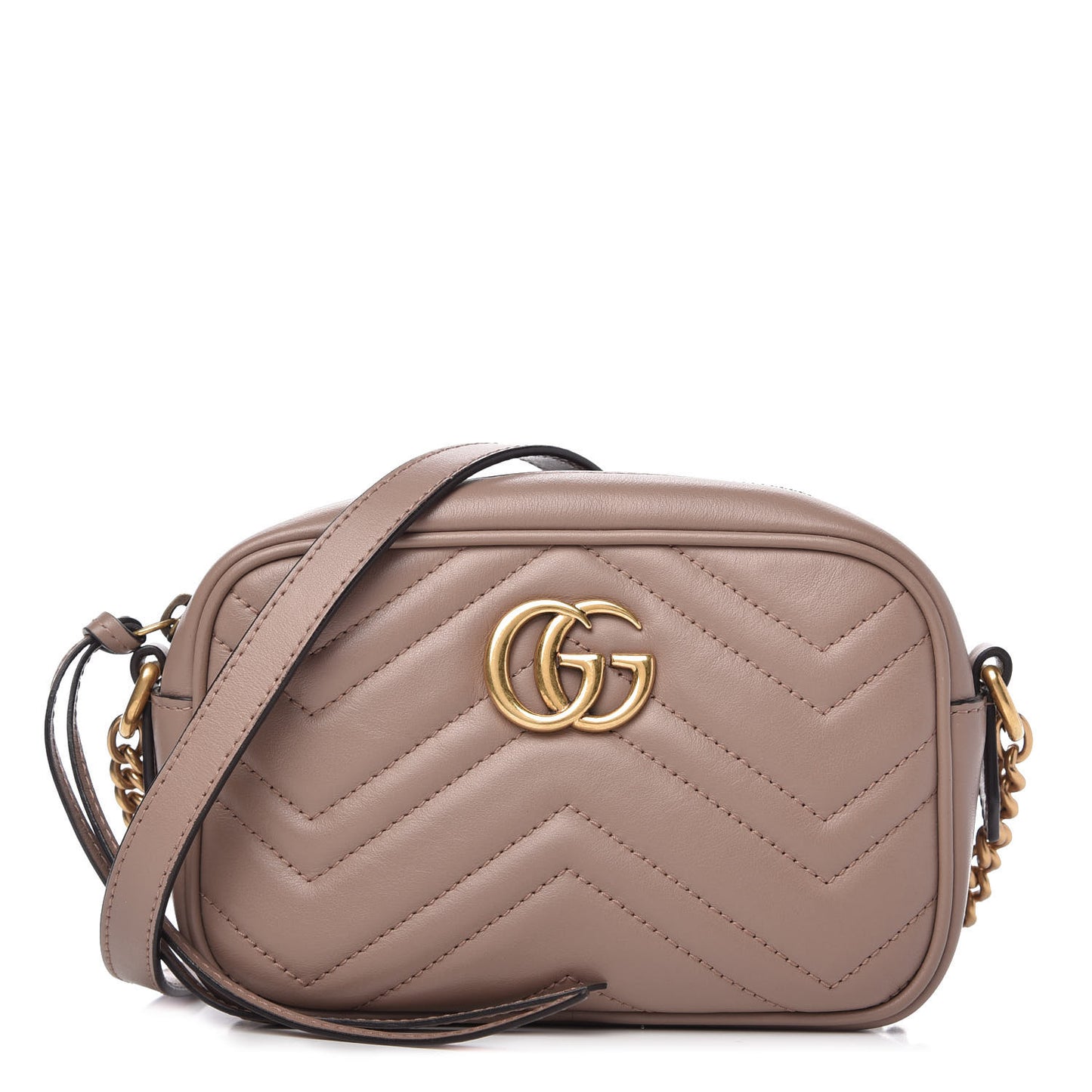 Calfskin Matelasse Mini GG Marmont Chain Shoulder Bag Porcelain Rose