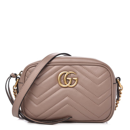 Gucci Calfskin Matelasse Mini GG Marmont Chain Shoulder Bag Porcelain Rose 1 of 10