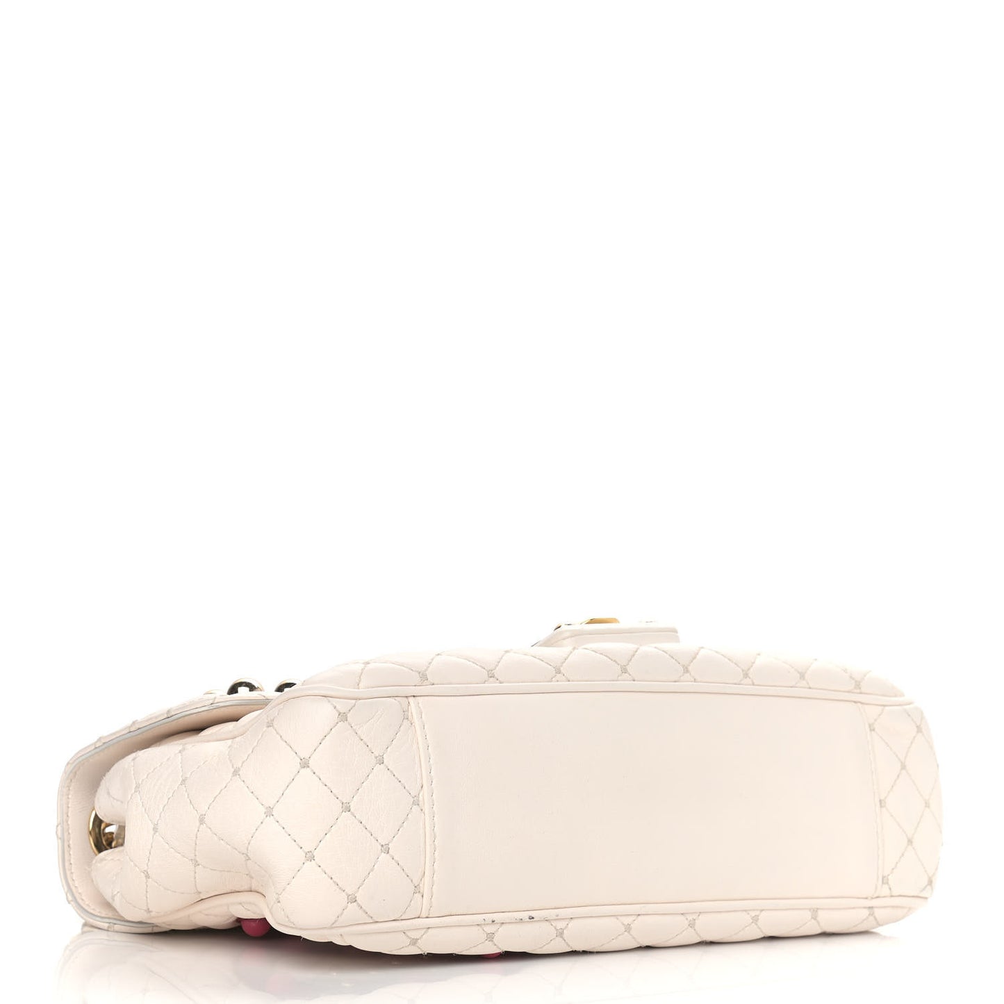 Lambskin Watersnake Embellished Lucia Shoulder Bag White