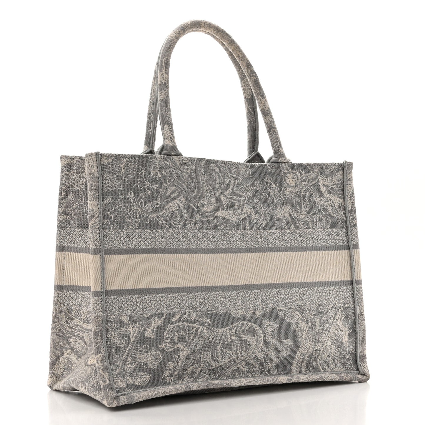 Canvas Embroidered Medium Dioriviera Toile De Jouy Reverse Book Tote Gray
