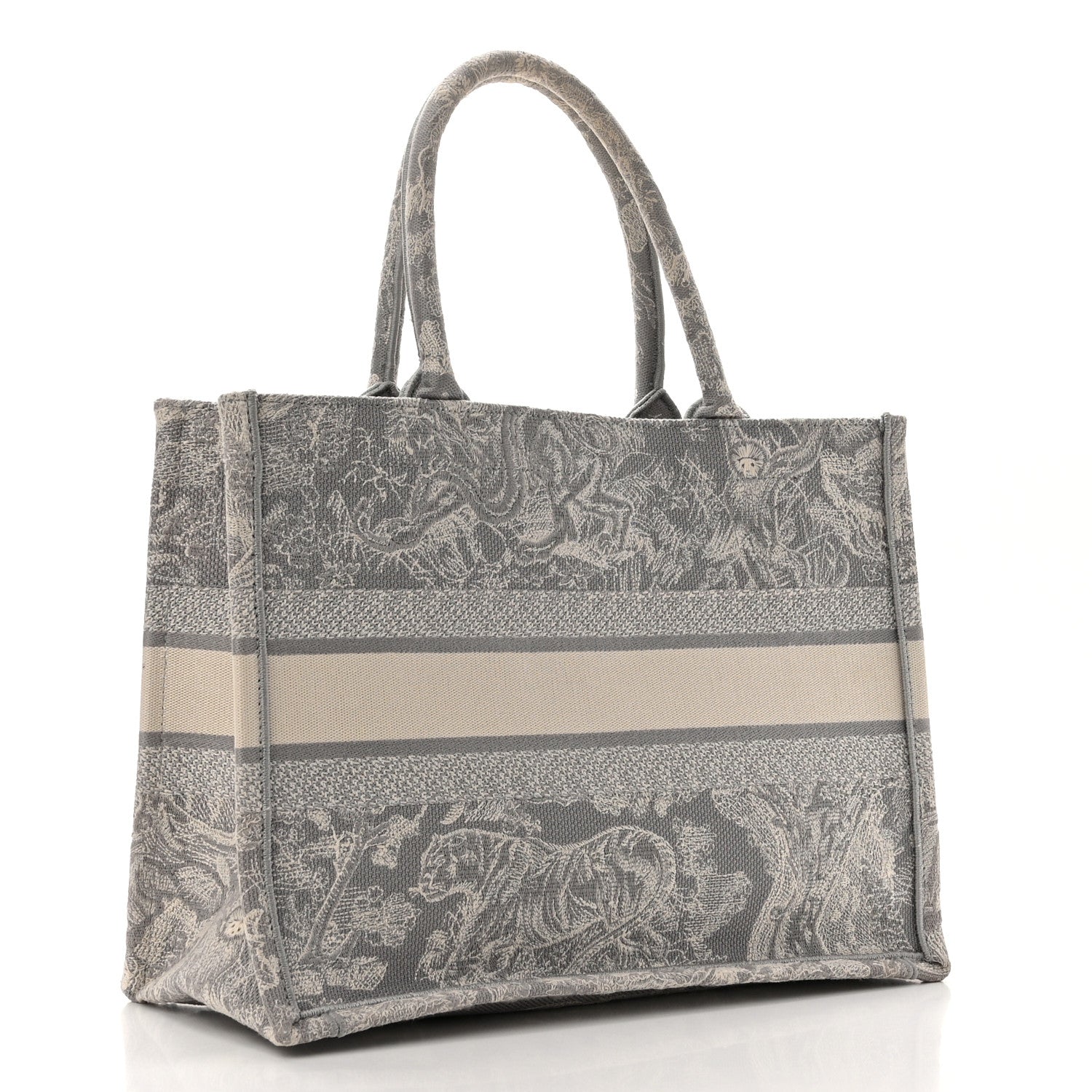 Christian Dior Canvas Embroidered Medium Dioriviera Toile De Jouy Reverse Book Tote Gray 2 of 11