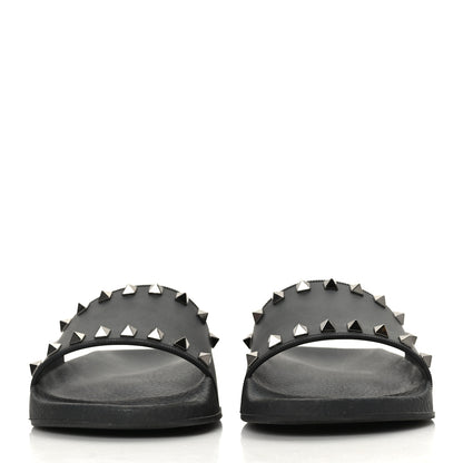 Valentino Garavani Rubber Rockstud Slide Sandals 39 Black 2 of 6