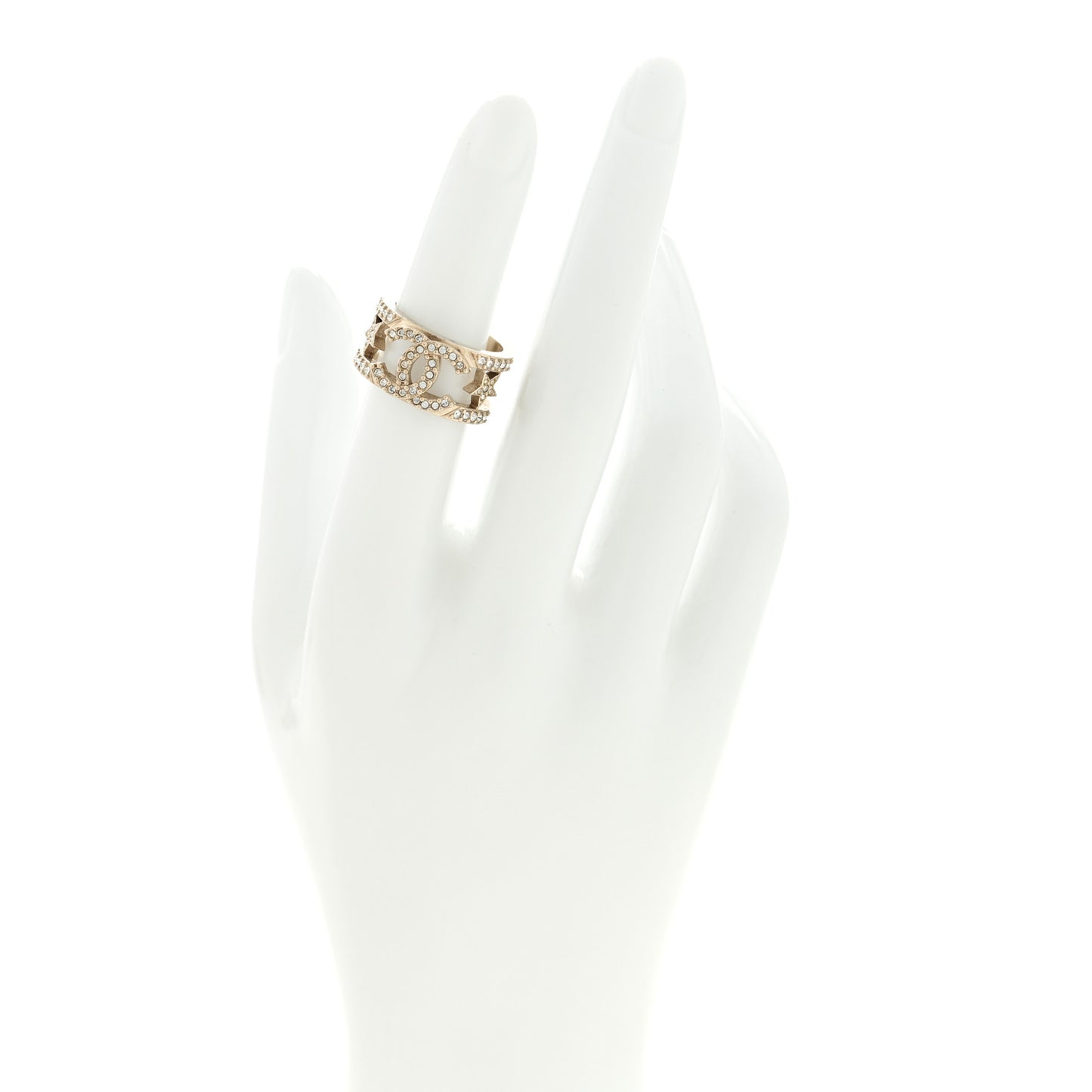 Metal Crystal CC Star Ring 51 5.75 Light Gold