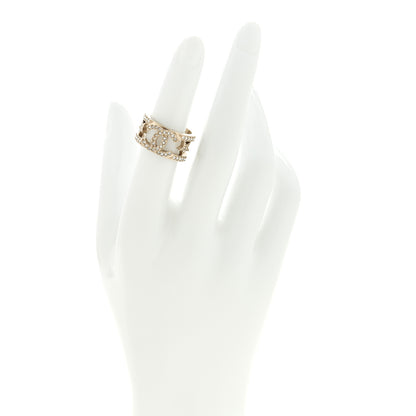 Chanel Metal Crystal CC Star Ring 51 5.75 Light Gold 2 of 4