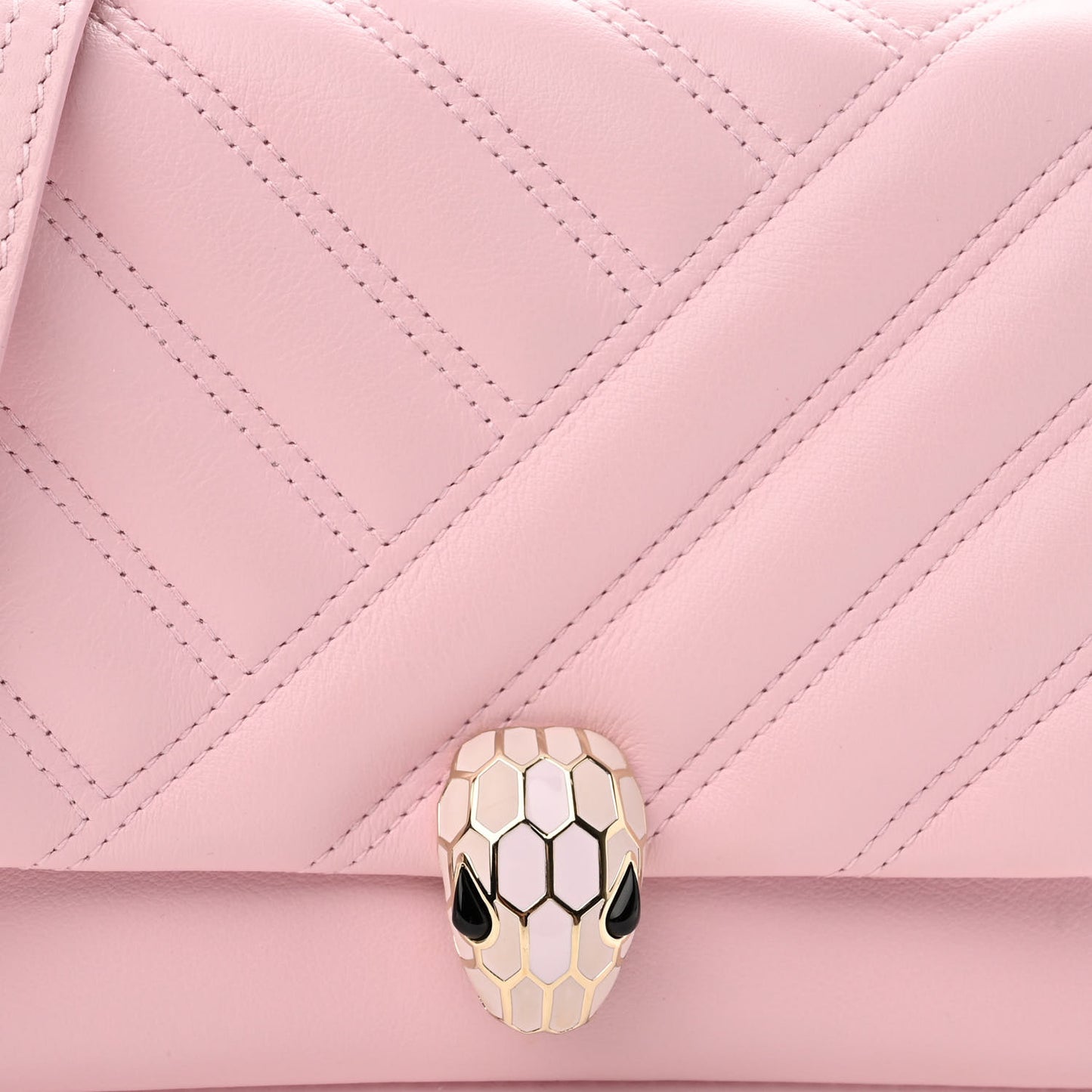 Calfskin Matelasse Serpenti Cabochon Shoulder Bag Pink