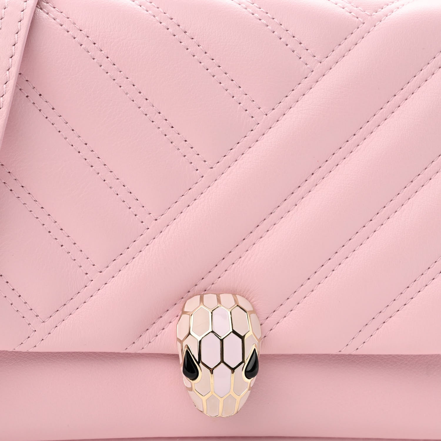 Bulgari Calfskin Matelasse Serpenti Cabochon Shoulder Bag Pink 6 of 9