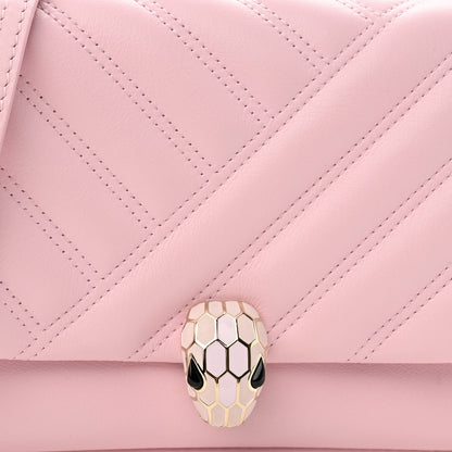Bulgari Calfskin Matelasse Serpenti Cabochon Shoulder Bag Pink 6 of 9