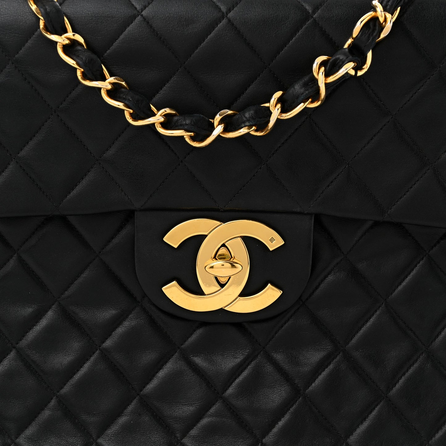 Lambskin Quilted XL Jumbo Single Flap Black