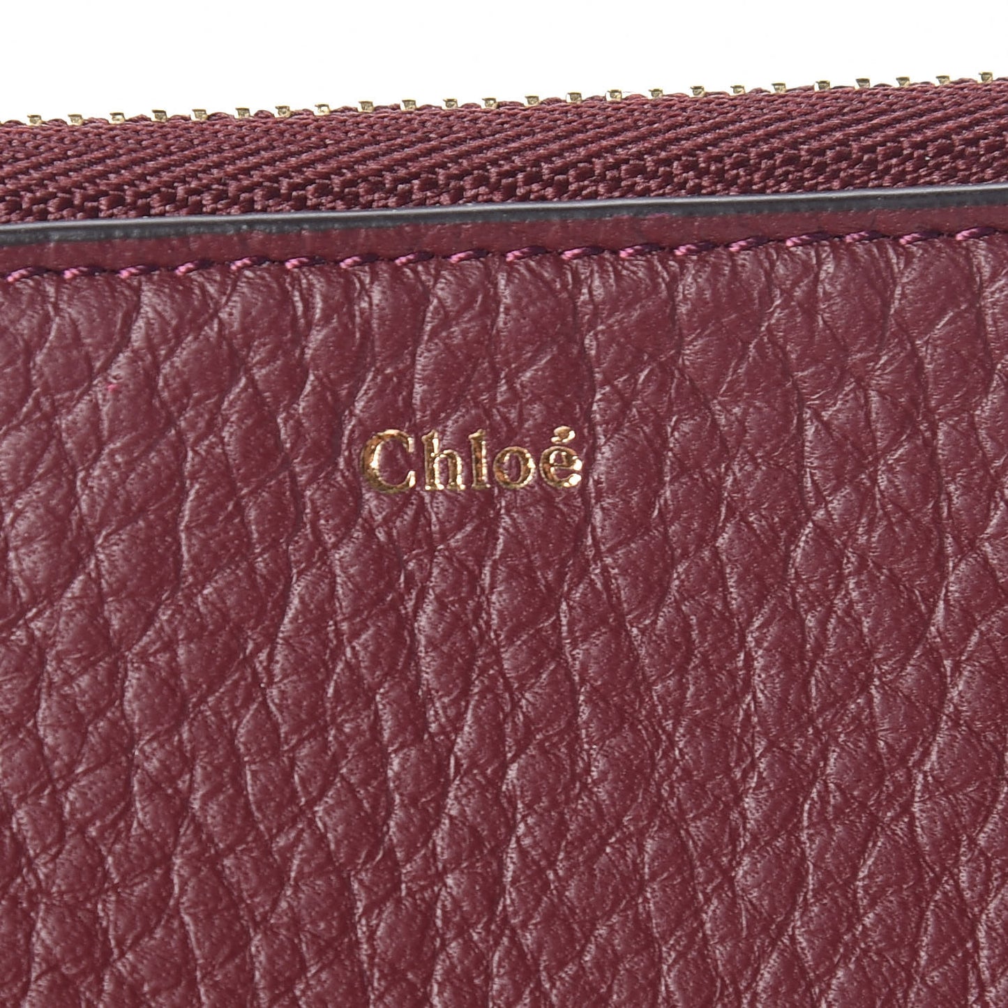 Calfskin Alphabet Purse Wallet Burnt Brown