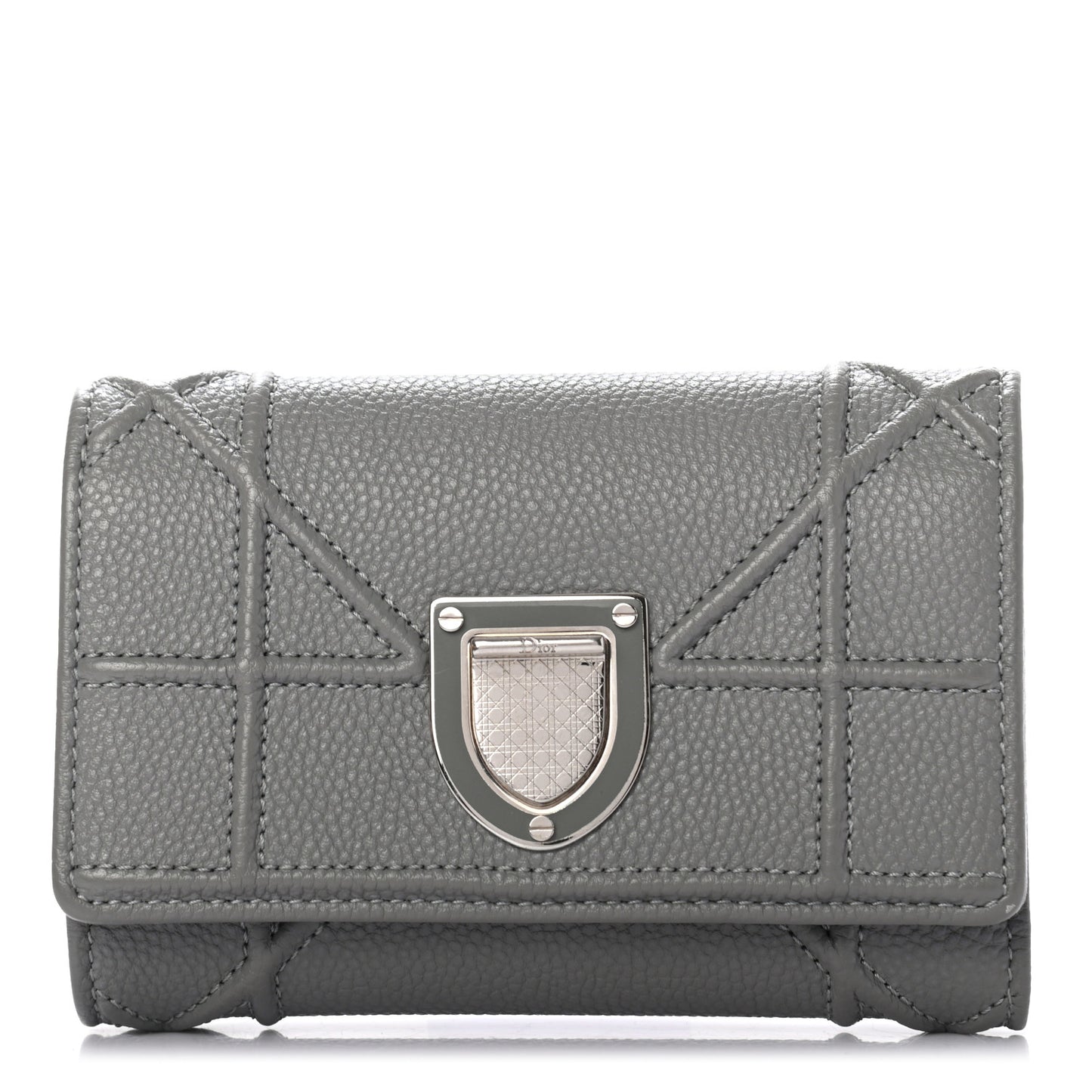 Grained Calfskin Cannage Diorama Elancee Wallet Grey