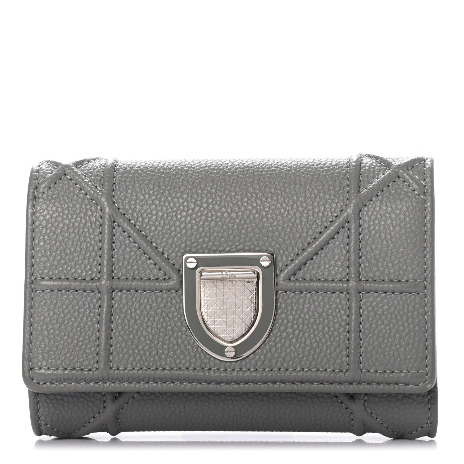 Christian Dior Grained Calfskin Cannage Diorama Elancee Wallet Grey 1 of 8