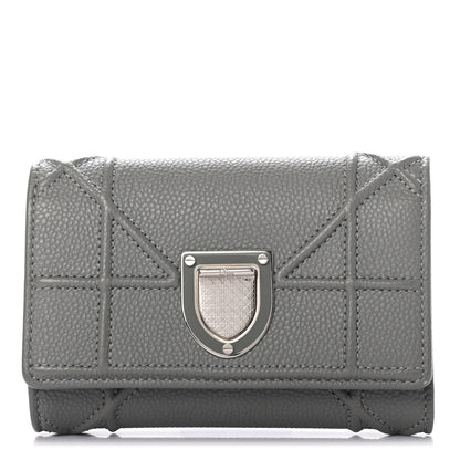 Christian Dior Grained Calfskin Cannage Diorama Elancee Wallet Grey 1 of 8