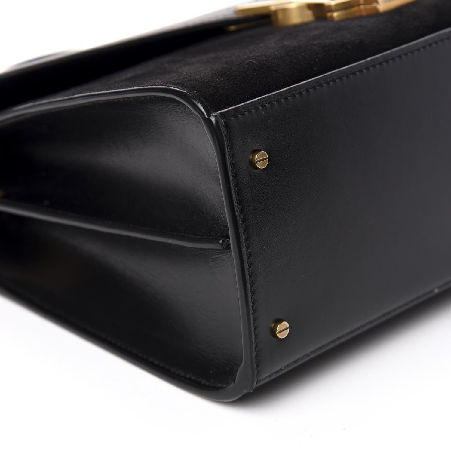 Saint Laurent Kid Scamosciato Smooth Calfskin Medium Classic Monogram Cassandra Top Handle Black Rouge Legion 6 of 9