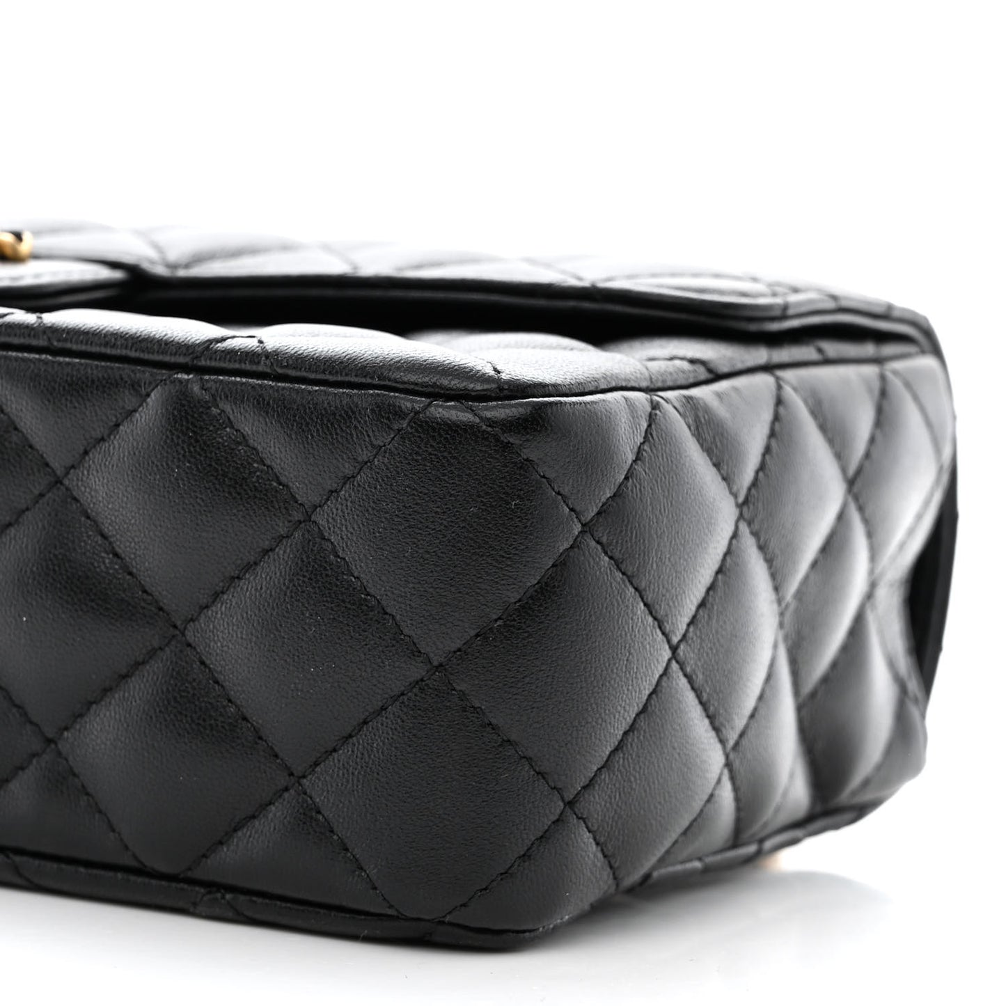 Lambskin Quilted Small Strass On Top Flap Bag Black