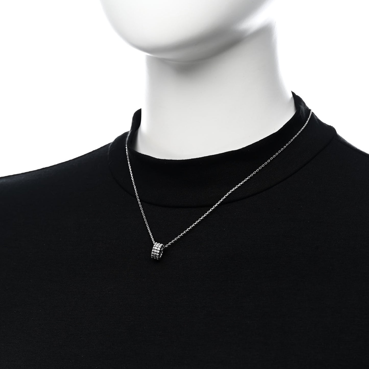 18K White Gold Perlee 3-Row Pendant Necklace