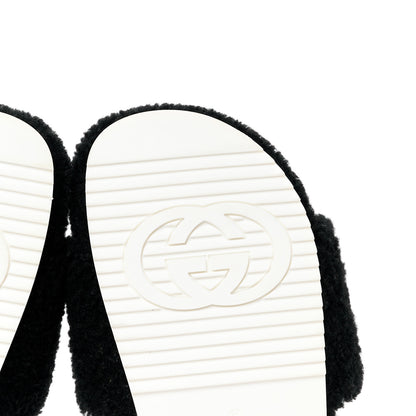 Gucci Shearling Womens Eileen Slide Sandals 39 Black Butterscotch 6 of 9