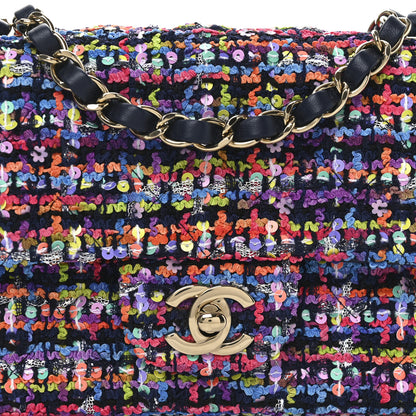 Chanel Tweed Quilted Mini Rectangular Flap Navy Blue Multicolor 8 of 11