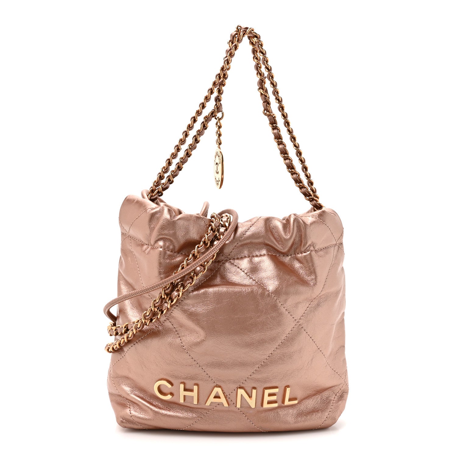 Chanel Metallic Calfskin Quilted Mini Chanel 22 Copper 1 of 9