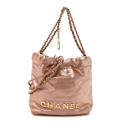 Chanel Metallic Calfskin Quilted Mini Chanel 22 Copper 1 of 9