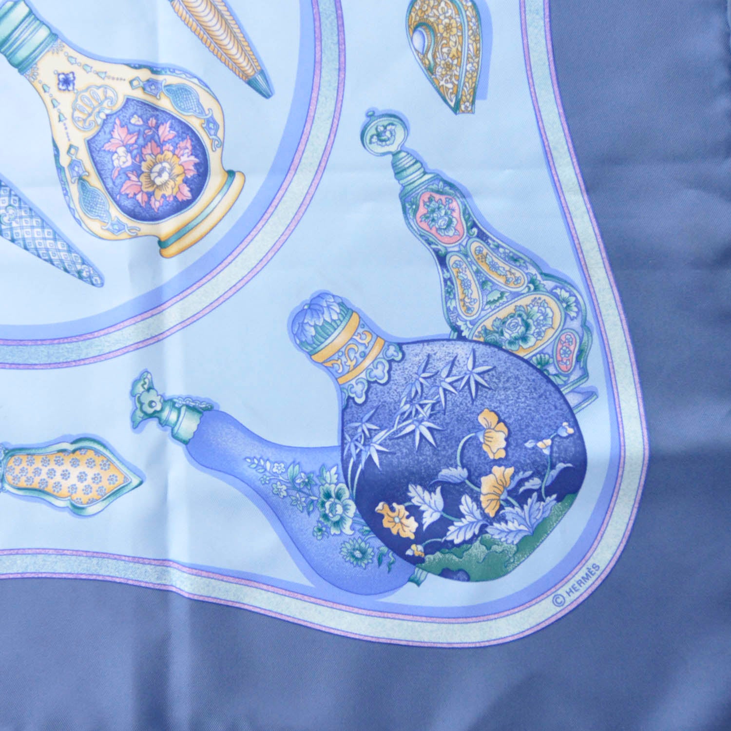 Hermes Silk Qu Importe Le Flacon Scarf 90 Bleu 4 of 7